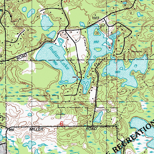 Topographic Map of Indian Lake, MI