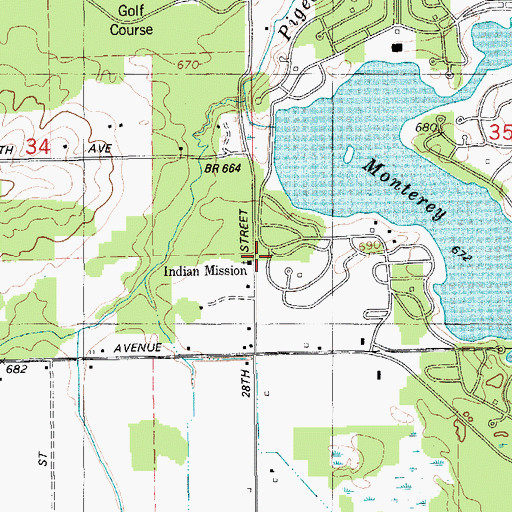 Topographic Map of Indian Mission, MI