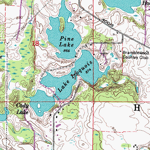 Topographic Map of Lake Iroquois, MI