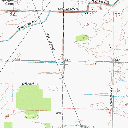 Topographic Map of Isley Drain, MI