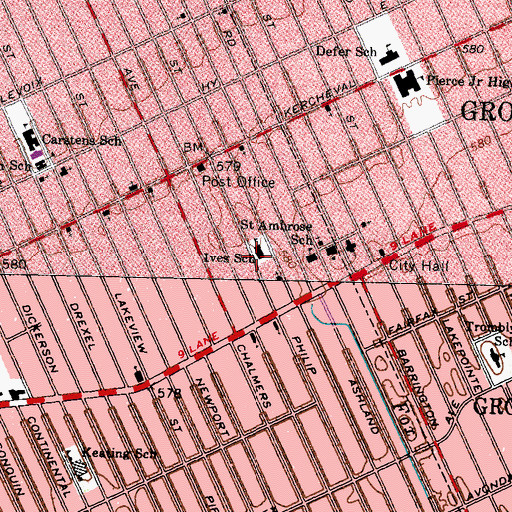 Topographic Map of Ives School, MI