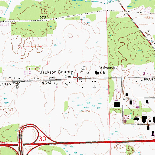 Topographic Map of Jackson County Cemetery, MI