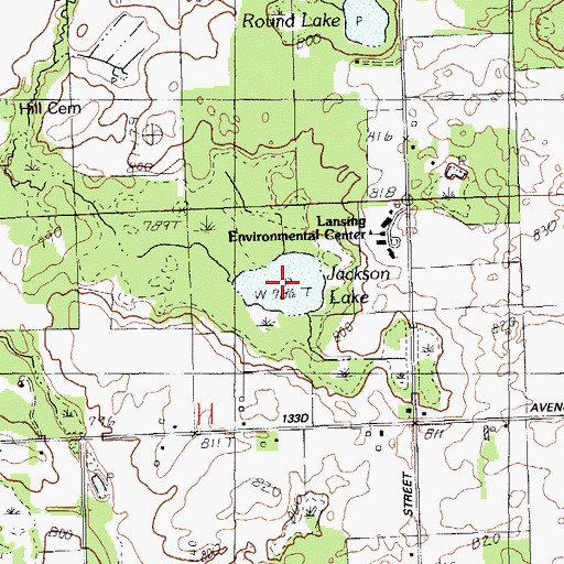 Topographic Map of Jackson Lake, MI