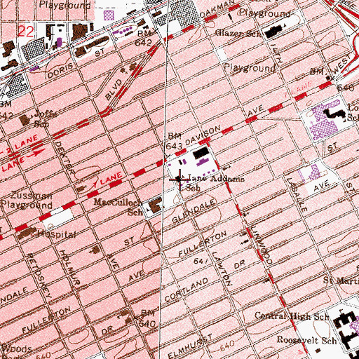 Topographic Map of Jane Addams School, MI