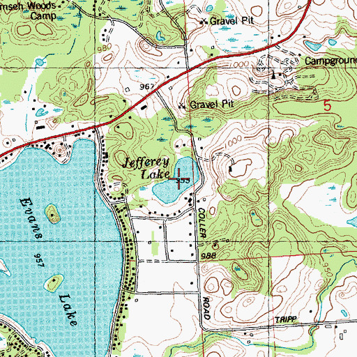 Topographic Map of Jefferey Lake, MI