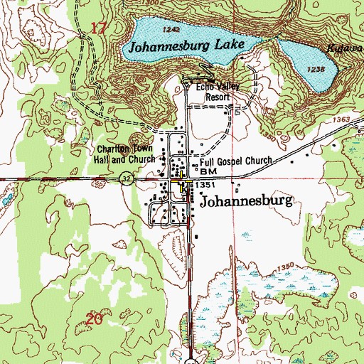 Topographic Map of Johannesburg, MI