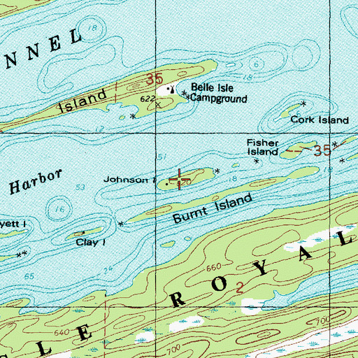 Topographic Map of Johnson Island, MI