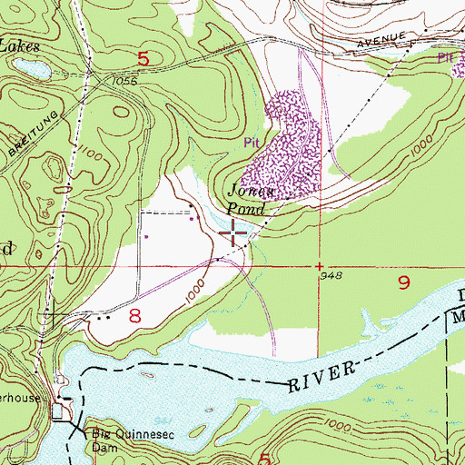 Topographic Map of Jones Pond, MI