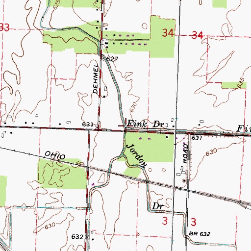 Topographic Map of Jordon Drain, MI