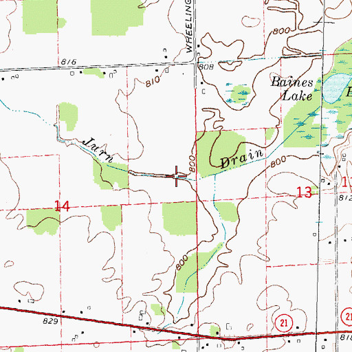 Topographic Map of Jurn Drain, MI