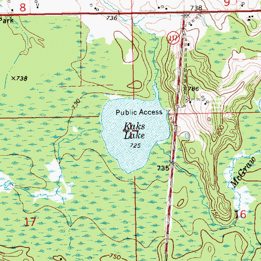 Topographic Map of Kaks Lake, MI