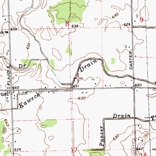 Topographic Map of Kaweck Drain, MI