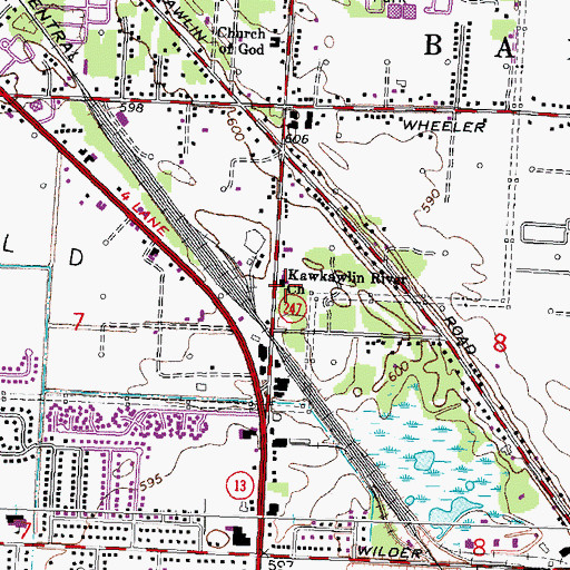 Topographic Map of Kawkawlin River Church, MI