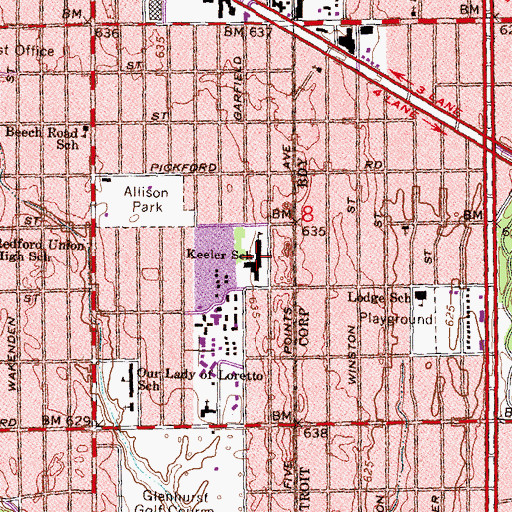Topographic Map of Keeler School, MI