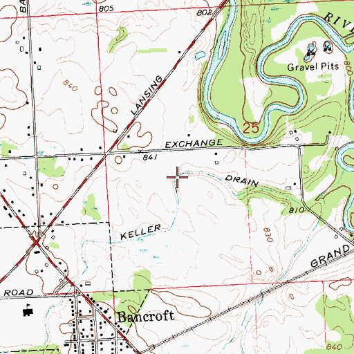 Topographic Map of Keller Drain, MI
