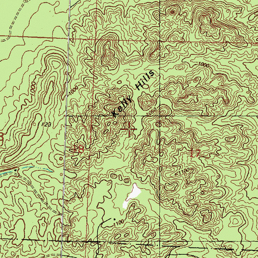 Topographic Map of Kelly Hills, MI