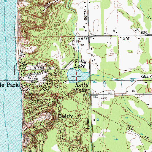 Topographic Map of Kelly Lake, MI