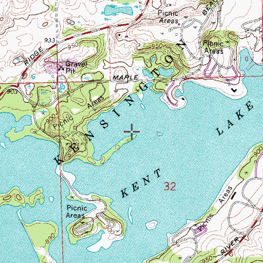 Topographic Map of Kent Lake, MI