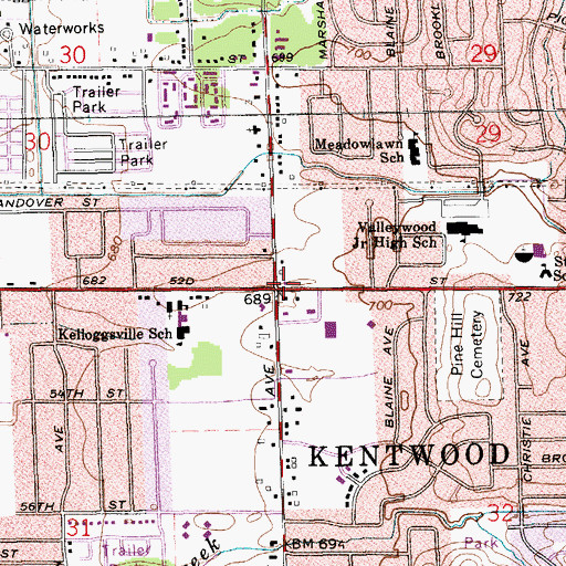 Topographic Map of Kentwood, MI