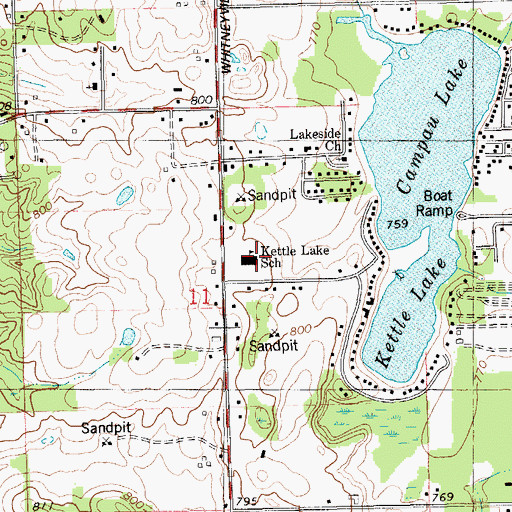 Topographic Map of Kettle Lake School, MI
