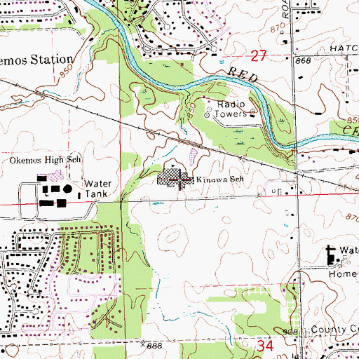 Topographic Map of Kinawa Middle School, MI