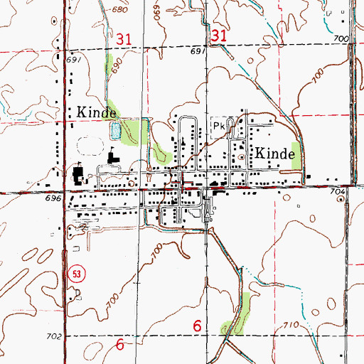 Topographic Map of Kinde, MI