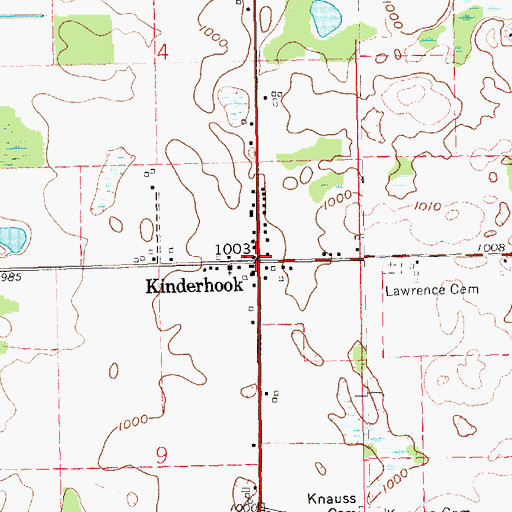 Topographic Map of Kinderhook, MI