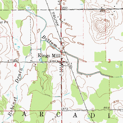 Topographic Map of Kings Mill, MI