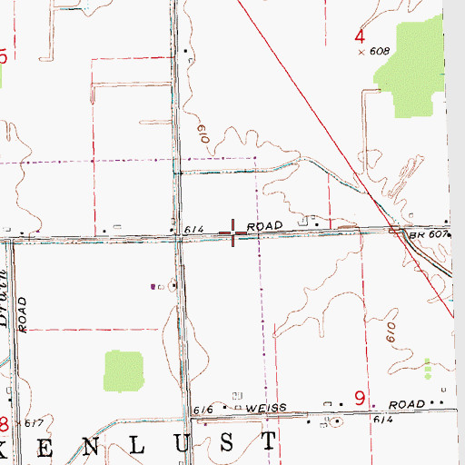 Topographic Map of Klauss Drain, MI