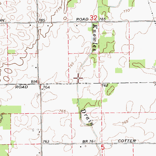 Topographic Map of Knowles Drain, MI