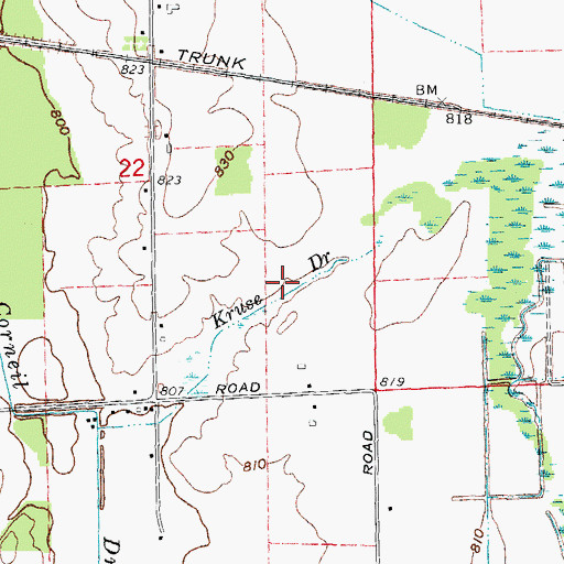 Topographic Map of Kruse Drain, MI