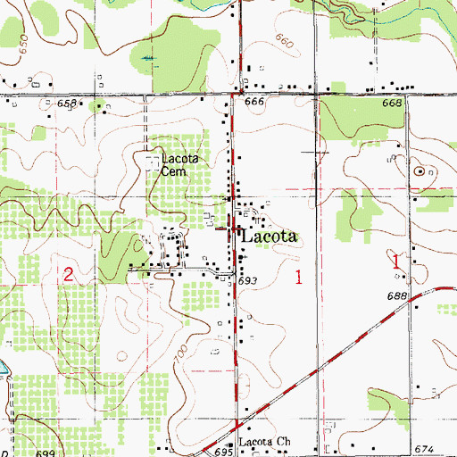 Topographic Map of Lacota, MI