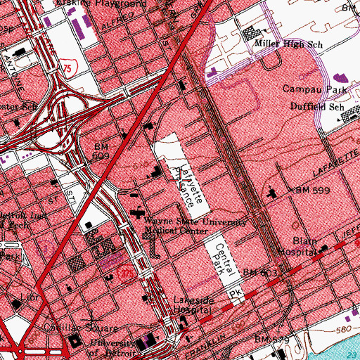 Topographic Map of Lafayette Plaisance, MI