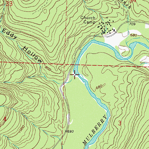 Topographic Map of Big Foot Branch, AR