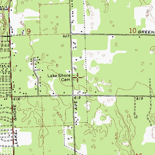 Topographic Map of Lake Shore Cemetery, MI