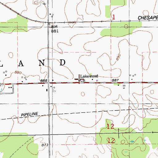 Topographic Map of Lakewood United Methodist Church, MI