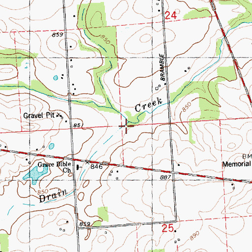 Topographic Map of Lamkin Drain, MI