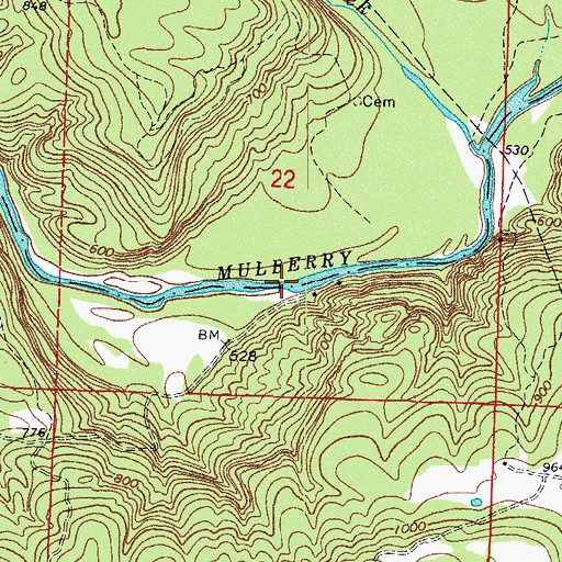 Topographic Map of Kings Ford, AR