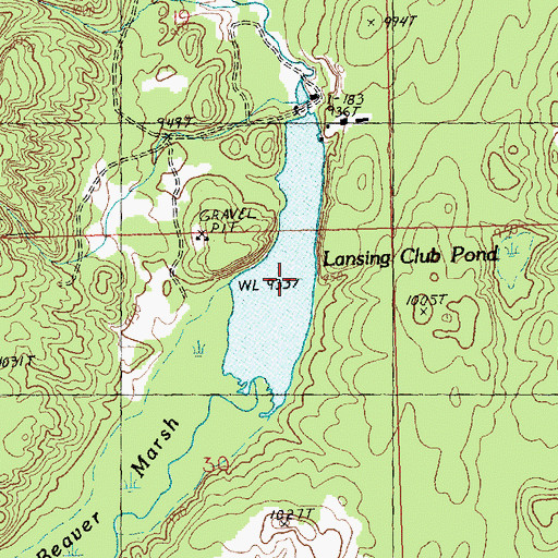 Topographic Map of Lansing Club Pond, MI