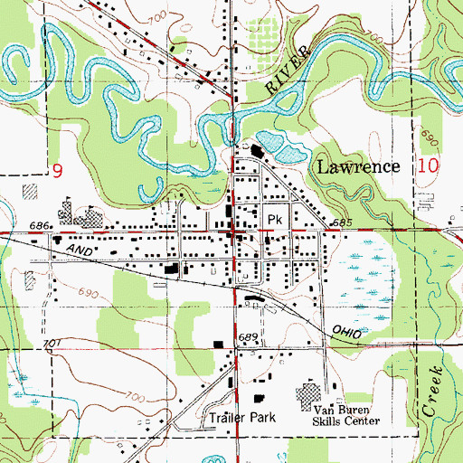 Topographic Map of Lawrence, MI