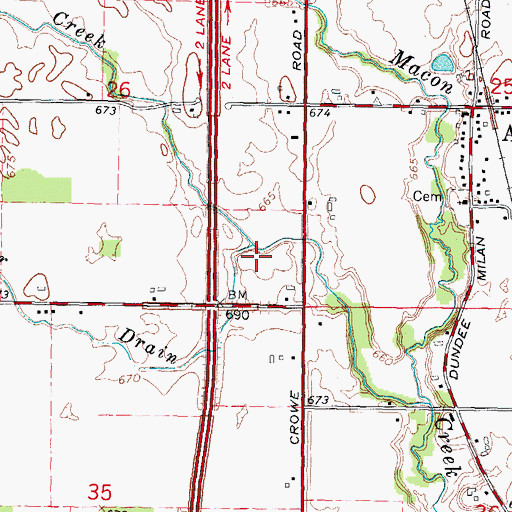 Topographic Map of Leet Weidner Drain, MI