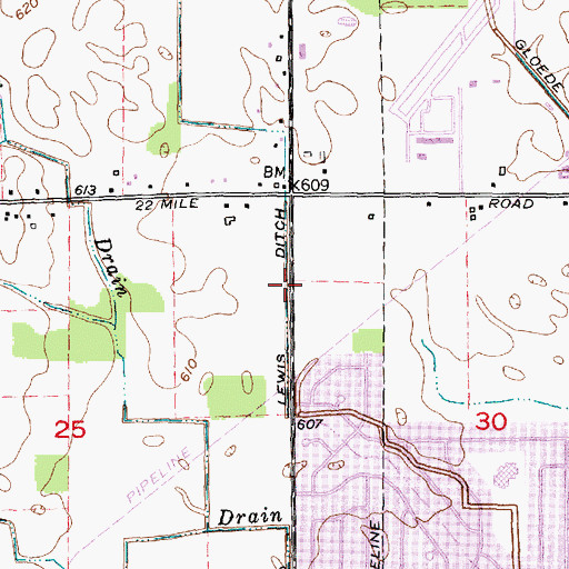 Topographic Map of Lewis Ditch, MI