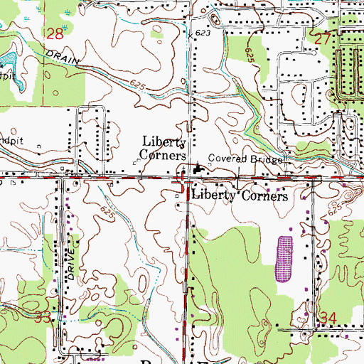 Topographic Map of Liberty Corners, MI