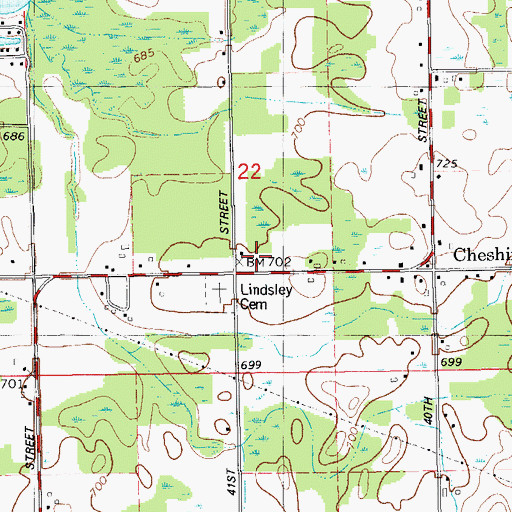 Topographic Map of Lindsley School, MI