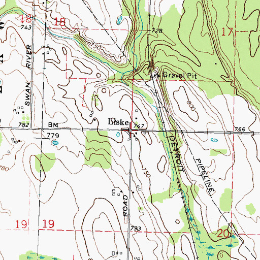 Topographic Map of Liske, MI