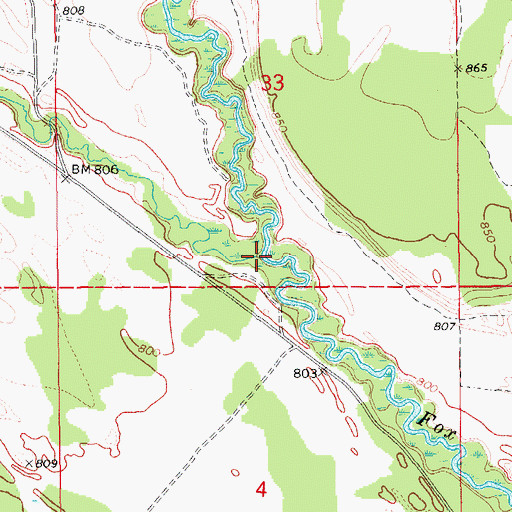 Topographic Map of Little Fox River, MI
