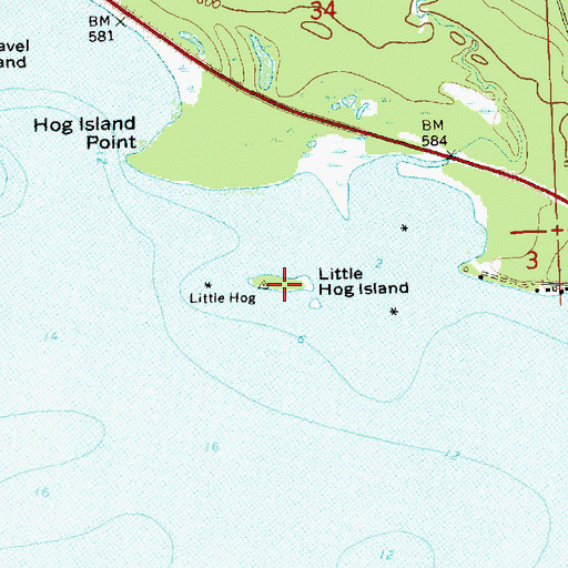Topographic Map of Little Hog Island, MI