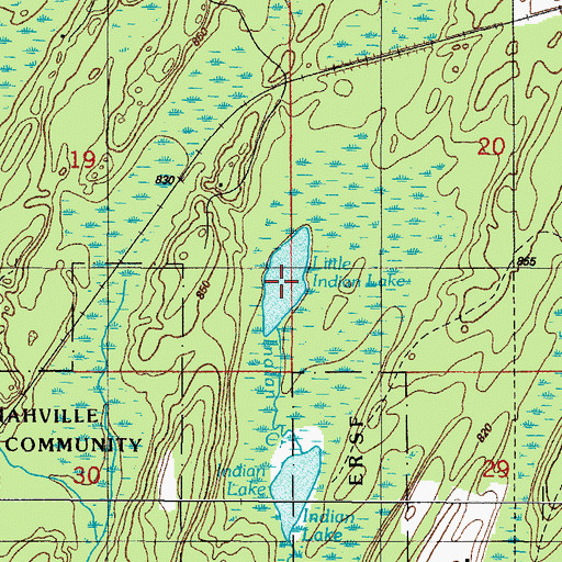 Topographic Map of Little Indian Lake, MI