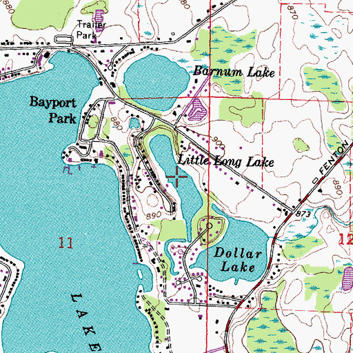 Topographic Map of Little Long Lake, MI