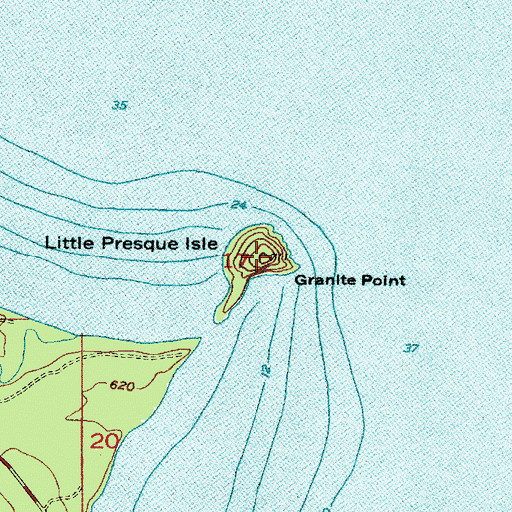 Topographic Map of Little Presque Isle, MI